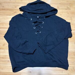 Black Lace-Up Hoodie